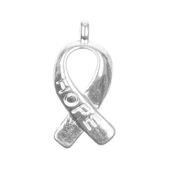 3/4" Silver Hope Ribbon Awareness Charm 10/pk