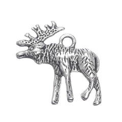 7/8" Sterling Silver Plated Moose Metal Charm 5/pk