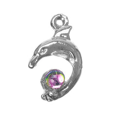 Dolphin Metal Charm with Multi Colour Stone 1/pk