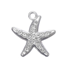 1" Starfish Rhinestone Metal Charm 1/pk