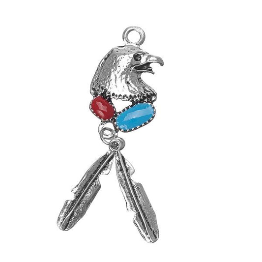 Pendentif Aigle avec Pierres et Plumes 1/pk