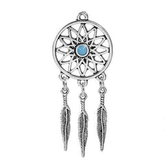 2 4/8" Dream Catcher with Feathers Metal Pendant 1/pk
