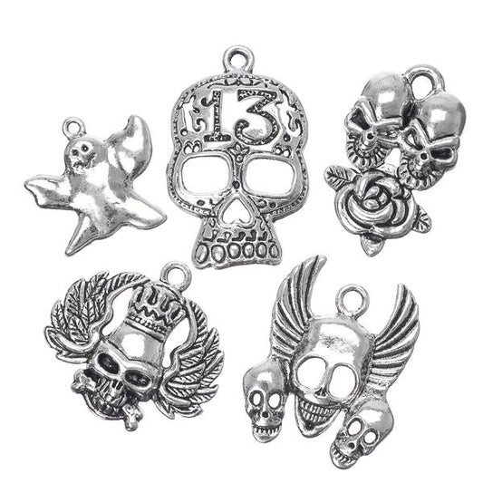 Skull & Gothic Metal Pendants Assorted 10/pk