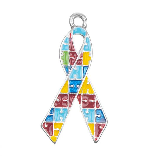 3/4" Autism Awareness Ribbon Charm 1/pk