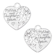 1 1/8" Mother and Daughter Forever Heart Charm 2/pk