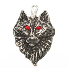 1 3/8" Wolf Head Pendant with Red Eyes 1/pk