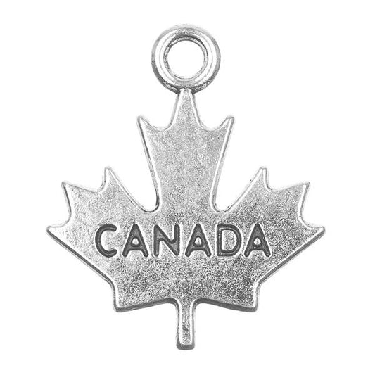 3/4" Canada Maple Leaf Metal Charm 5/pk