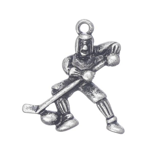 Breloque en métal joueur de hockey 7/8" 1/pqt