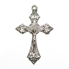 1 1/2" Nickel Crucifix Metal Pendant 1/pk