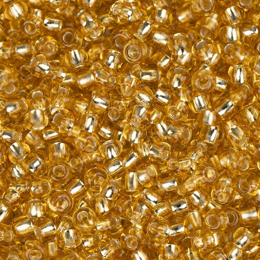Perles de rocaille tchèques 11/0 #34977 argent doublé or clair 23g