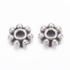 Spacer 4.5mm Flower, Antique Silver Beads 100/pk