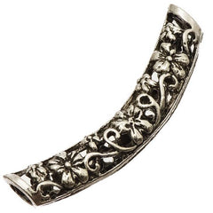 Metal Curved Tube Beads 32mm Antique Silver 5/pk