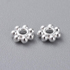 Spacer 4mm Flower, Silver Beads 100/pk