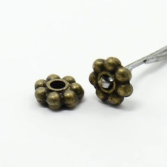 Spacer 4.5mm Flower, Antique Brass Beads 100/pk