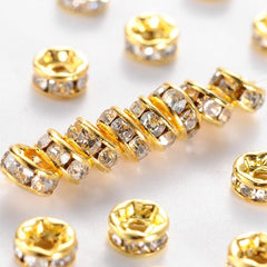 Spacer Rhinestone 8mm, Crystal Gold Beads 100/pk