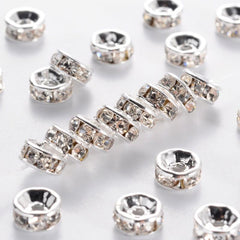 Spacer Rhinestone 6mm, Crystal Silver Beads 100/pk