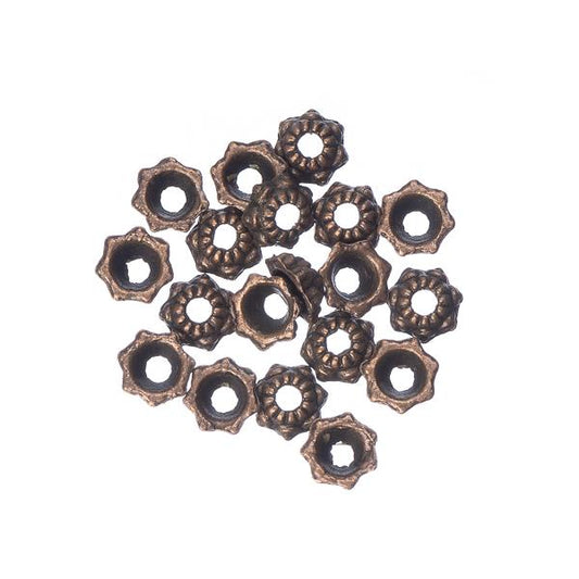Bead Caps Mini Flower 6mm Antique Copper 20/pk