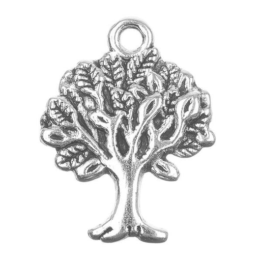Breloque en métal arbre argenté antique 7/8" 5/pqt