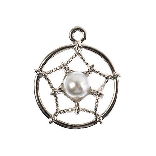 Charme attrape-rêves en argent 7/8" avec perle 1/pk