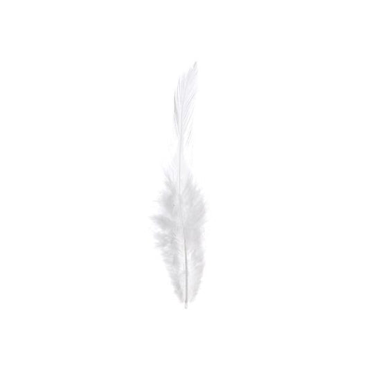 Rooster Saddle Hackle Feathers 3-6" White 3g