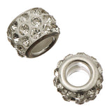 Argent Pandora Style Strass Cristal Blanc Métal Perle 5/pk