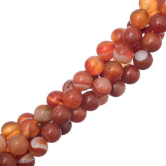 8mm Agate Striped Orange (Natural/Dyed) Beads 15-16" Strand