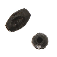 7x5mm Black Carved Oval Bone Beads 10/pk