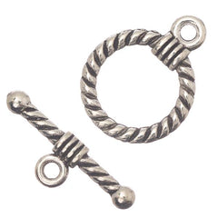 14mm Antique Silver Round Rope Toggle Clasp 5/pk
