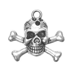 7/8" Skull & Bones Metal Charm 5/pk