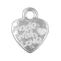 1/2" Silver Made With Love Heart Charm 25/pk