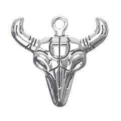 1 1/4" Bull Skull Metal Pendant 5/pk