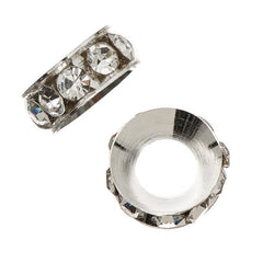 Spacer Rhinestone 10mm, Crystal Silver Beads 10/pk