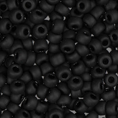 8/0 Miyuki Seed Beads #0401F Opaque Black Matte 22g