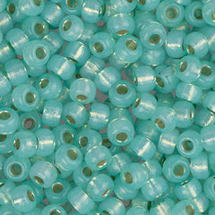 8/0 Miyuki Seed Beads #0571 Silver Lined Mint Green Alabaster 22g