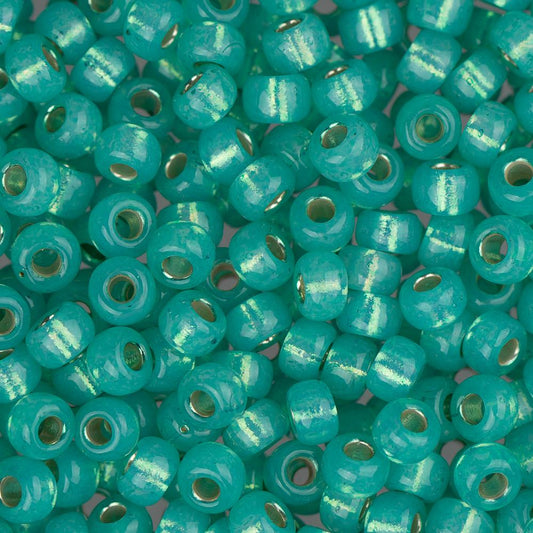 8/0 Perles de rocaille Miyuki #572 Albâtre Seafoam doublé d'argent 22g
