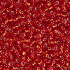 11/0 Miyuki Seed Beads #0010 Silver Lined Flame Red 22g