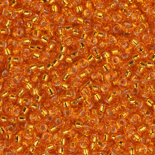 15/0 Miyuki Seed Beads #0008 Silver Lined Orange 22g