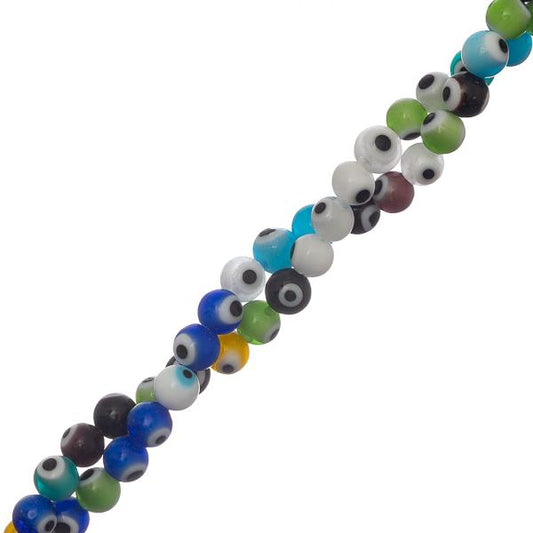 Evil Eye Glass Beads 6mm Round 66/Strand