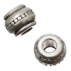 Barrel 9mm, Ant Silver Metal Beads 10/pk