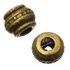 Barrel 9mm, Ant Brass Metal Beads 10/pk