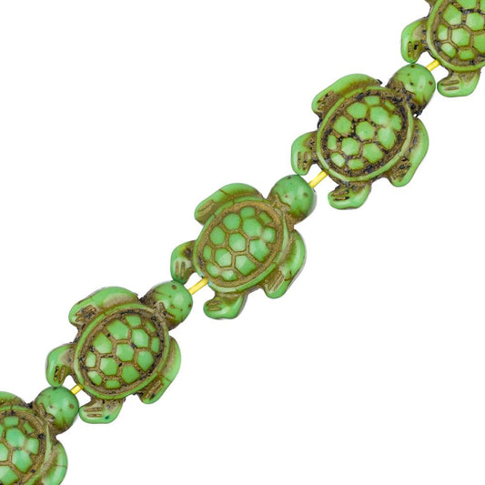 14x18mm Turquoise Green Turtle (Synthetic/Dyed) Beads 23/Strand
