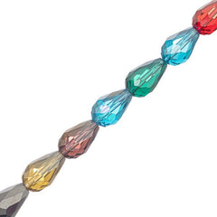 Chinese Crystal Drop 10x15mm Multi AB 28/Strand