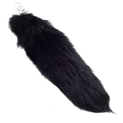 Black Fox Fur Tail Keychain