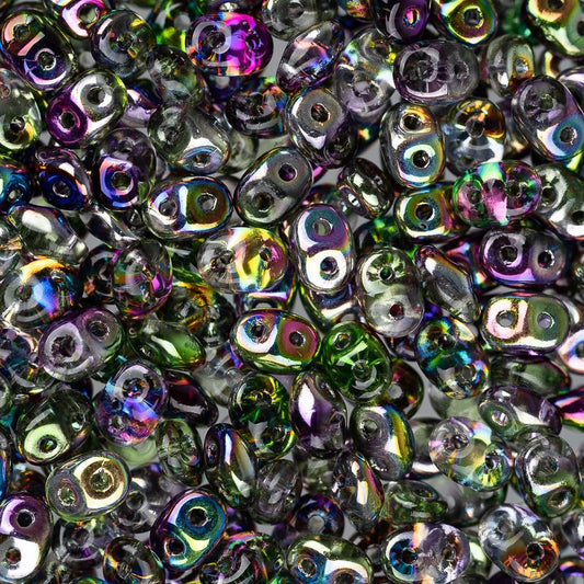 *Czech Superduo Beads 24g Crystal Magic Violet Green