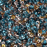Czech Superduo Beads 24g Aqua Capri Gold