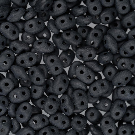 *Czech Superduo Beads 24g Matte Jet