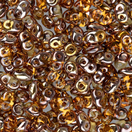 *Czech Superduo Beads 24g Topaz Capri Gold
