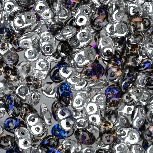 *Czech Superduo Beads 24g Crystal Heliotrope