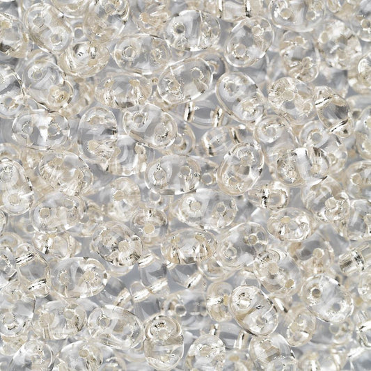 *Czech Superduo Beads 24g Silver Lined Crystal