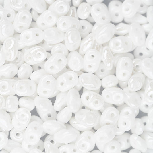 *Czech Superduo Beads 24g White Luster